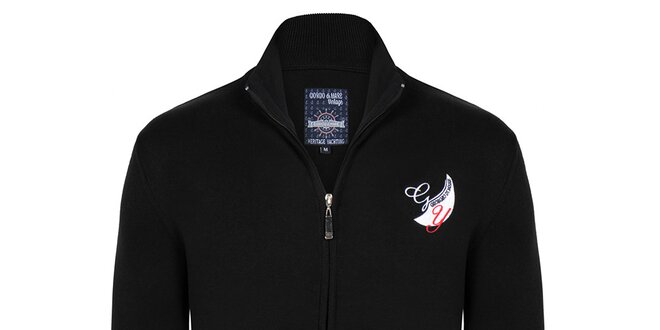 Pánsky čierny sveter so zipsom Giorgio Di Mare