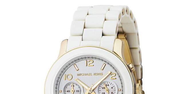 Dámske biele hodinky so zlatými prvkami Michael Kors