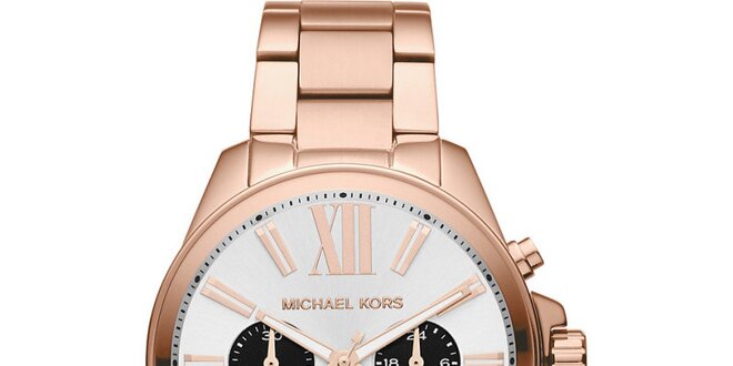 Dámske oceľové hodinky s chronografom Michael Kors - farba ružového zlata
