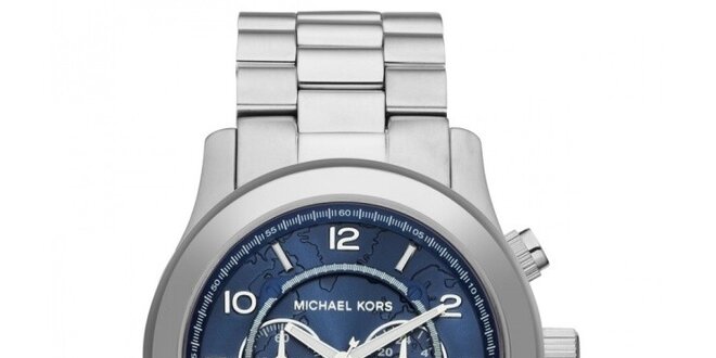 Pánske hodinky z nerezovej ocele s modrým ciferníkom Watch Hunger Stop Michael Kors