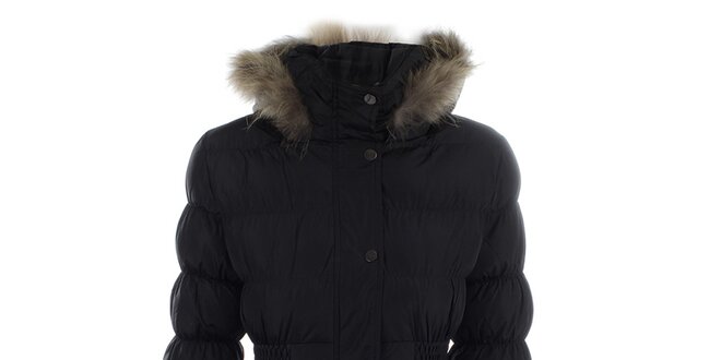 Dámsky čierny prešívaný kabát s kožúškom Adrexx
