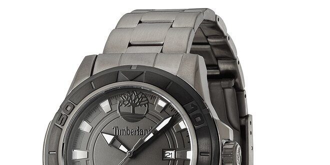 Pánske tmavé oceľové hodinky Timberland