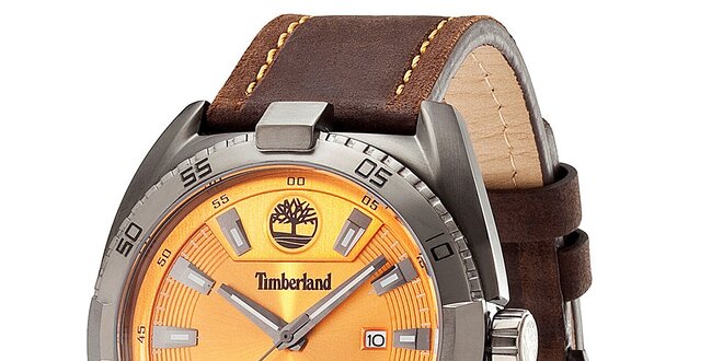 Pánske elegantné hodinky z ocele s koženým remienkom Timberland