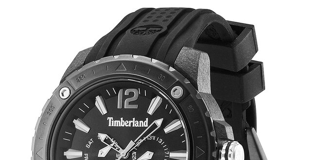 Pánske hodinky s čiernym gumovým remienkom Timberland
