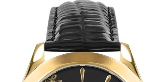 RFS dámske hodinky Lace čiernej so zlatým ornamentom
