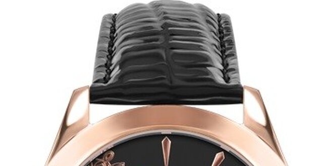 RFS dámske hodinky Lace čierne s medeným ornamentom