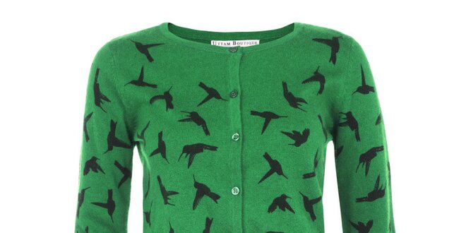 Dámsky zelený svetrík s kolibríkmi Uttam Boutique