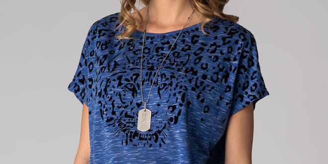 Dámske modré tričko Soap Art s gepardom