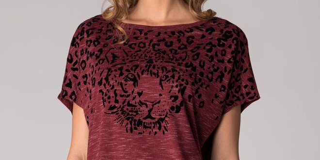 Dámske vínové tričko Soap Art s gepardom