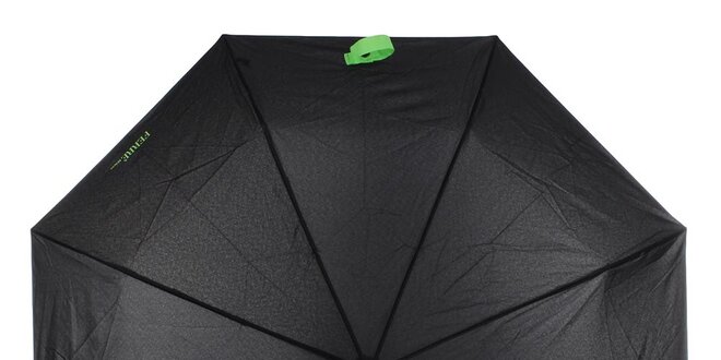 Dámsky čierny skladací dáždnik so zeleným nápisom Ferré Milano
