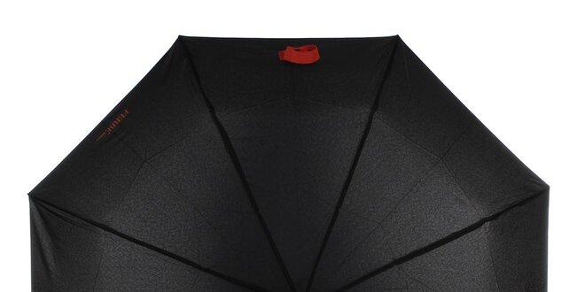 Dámsky čierny skladací dáždnik s červeným nápisom Ferré Milano