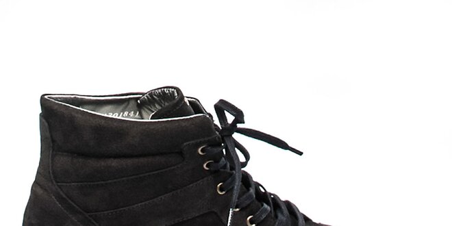 Čierne členkové topánky so šnúrkami Moda Italiana