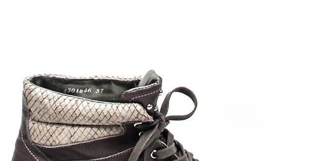 Tmavo šedé členkové topánky so šnurovaním Moda Italiana