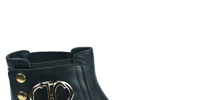 Dámske čierne členkové chelsea topánky Moda Italiana