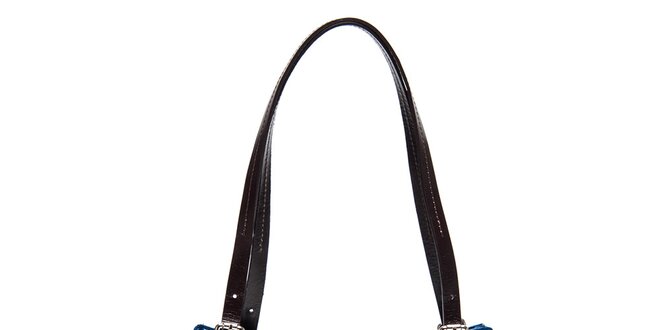 Dámska modro-hnedá kožená kabelka na zips Isabella Rhea