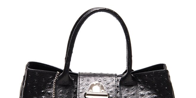 Dámska čierna kabelka s motívom pštrosej kože Isabella Rhea
