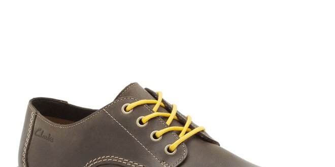 Pánske tmavo hnedé zaväzovacie topánky Clarks