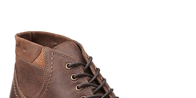 Pánske hnedé kožené prešívané topánky Clarks