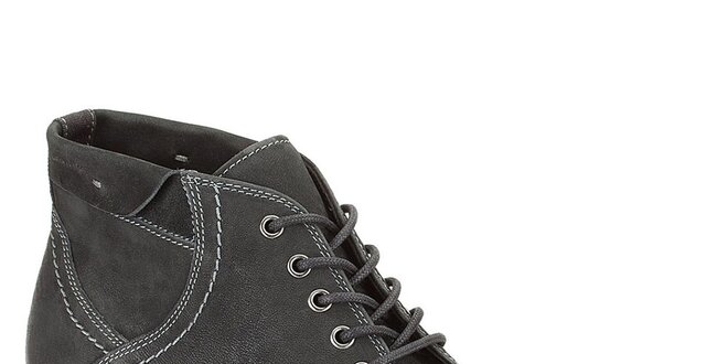 Pánske čierne kožené prešívané topánky Clarks