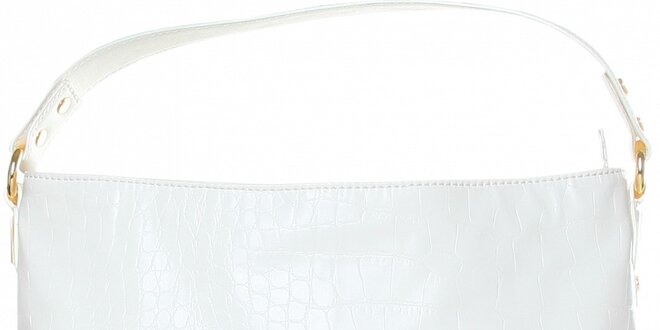 Dámska biela lakovaná kabelka Roccobarocco s hadím vzorom