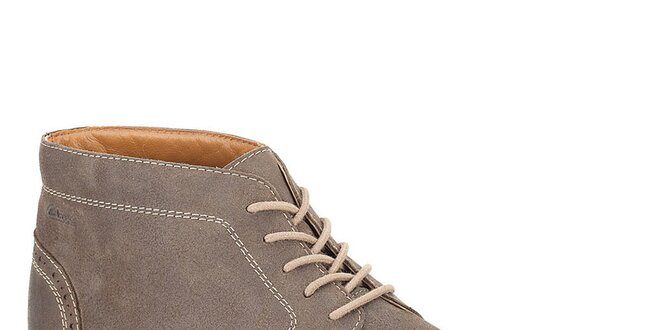 Pánske šedé semišové členkové topánky so šnurovaním Clarks