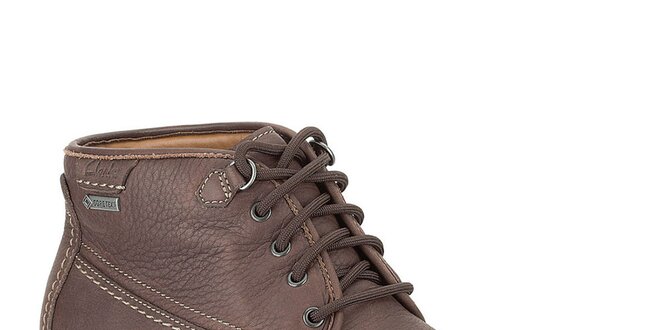 Pánske kožené členkové šnurovacie topánky v hnedej farbe Clarks