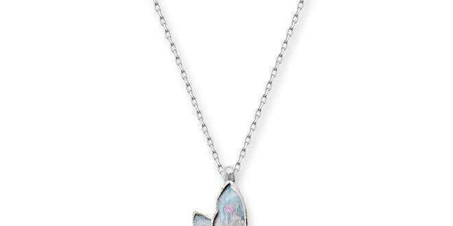 Dámsky strieborný náhrdelník s modrým motýlikom Elite Goby
