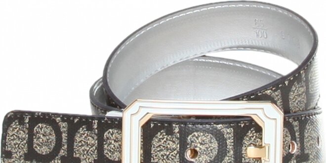Dámsky čierno-šedý opasok Roccobarocco s potlačou značky