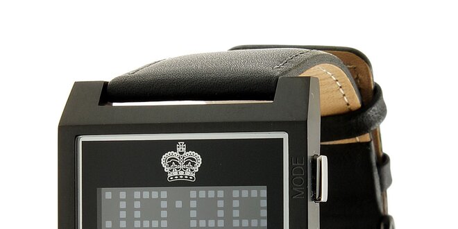 Hranaté čierne digitálne hodinky Royal London