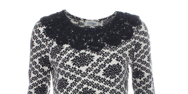 Dámsky sveter s čiernym ozdobným límčekom Madam Rage