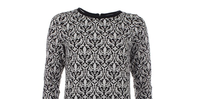Dámsky dlhý sveter s elegantným čierno-bielym vzorom Madam Rage