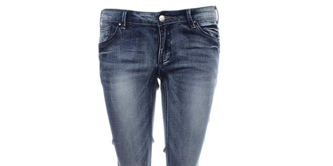 Dámske modré džínsy s predreninou na kolene Madam Rage