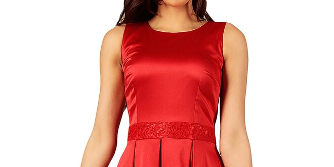Dámske červené šaty s dekoratívnym lemovaním Vera Fashion