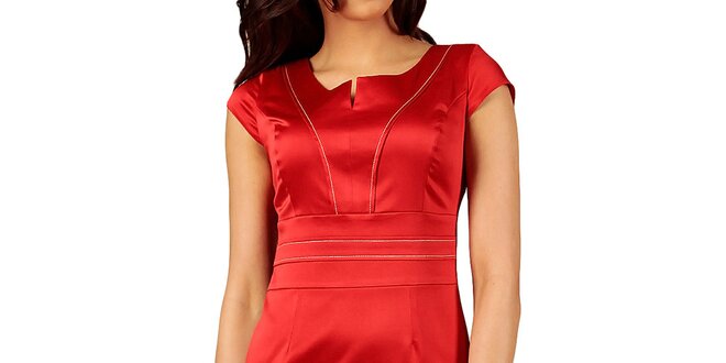 Dámske červené šaty s dekoratívnym prešívaním Vera Fashion