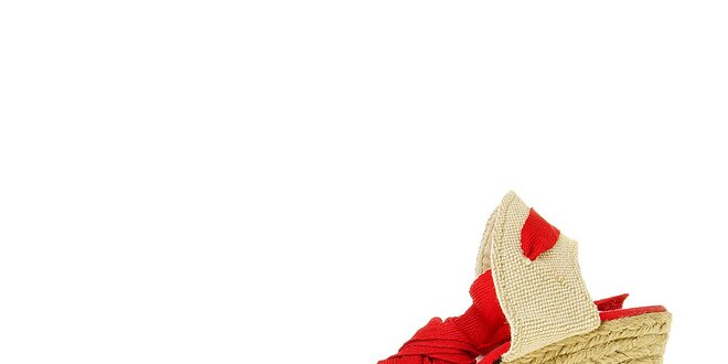Dámske červené sandálky Luna Llena s jutovým podpätkom