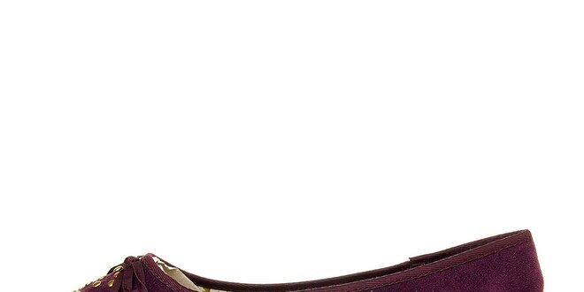 Dámske purpurové baleríny Luna Llena s kovovými cvokmi