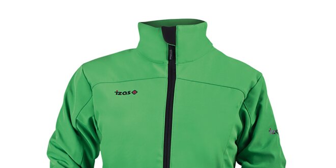 Dámska zelená softshellová bunda s čiernym zipsom Izas