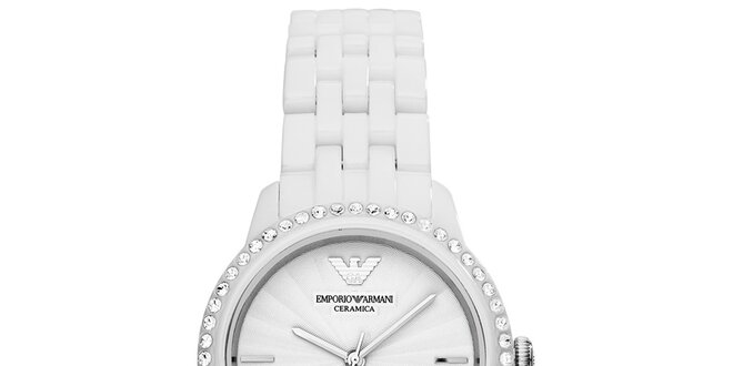 Dámske biele hodinky s keramickým remienkom Emporio Armani