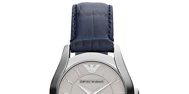 Dámske analógové hodinky s tmavo modrým remienkom Emporio Armani