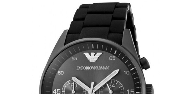 Pánske čierne hodinky z nerezovej ocele Emporio Armani