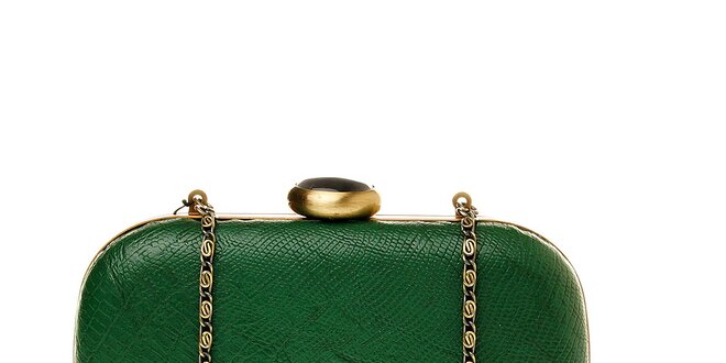 Dámska smaragdová kabelka Luna Llena so zlatou retiazkou