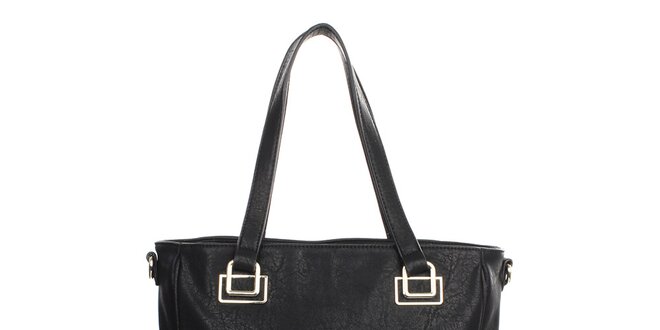 Dámska čierna kabelka so vzorovanou podšívkou United Colors of Benetton