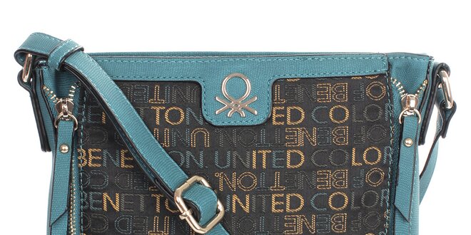 Dámska kabelka s nápismi a modrými prvkami United Colors of Benetton