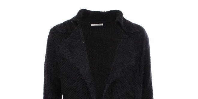 Dámsky dlhší čierny sveter s vreckami For Ever