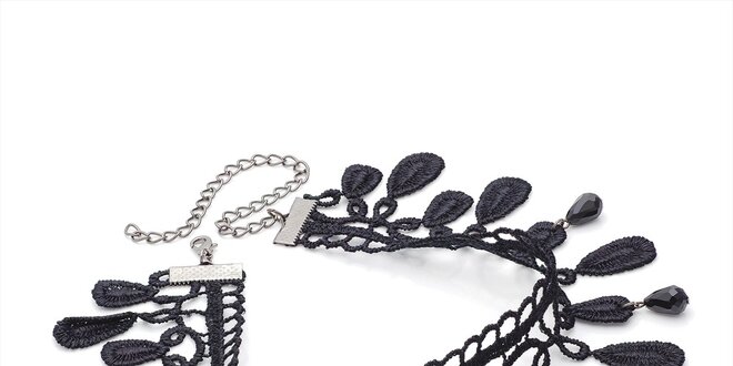 Dámsky čierny čipkovaný náhrdelník Carmen Luna