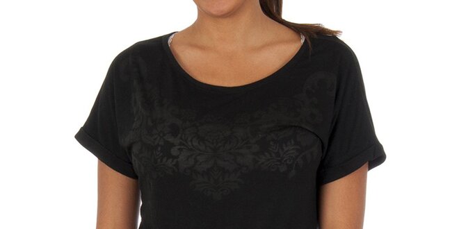 Dámske čierne tričko s elegantnou potlačou Vila Clothes