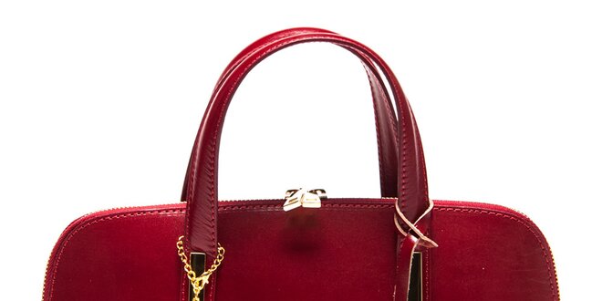 Dámska červená kožená kufríková kabelka Carla Ferreri