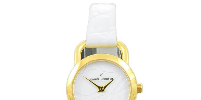 Dámske biele hodinky bez indexov Daniel Hechter