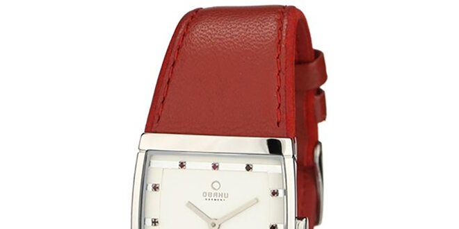 Dámske hodinky s červeným koženým remienkom Obaku
