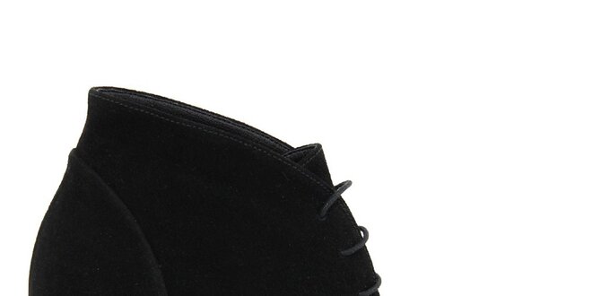 Dámske čierne šnurovacie semišové topánky na kline Eye